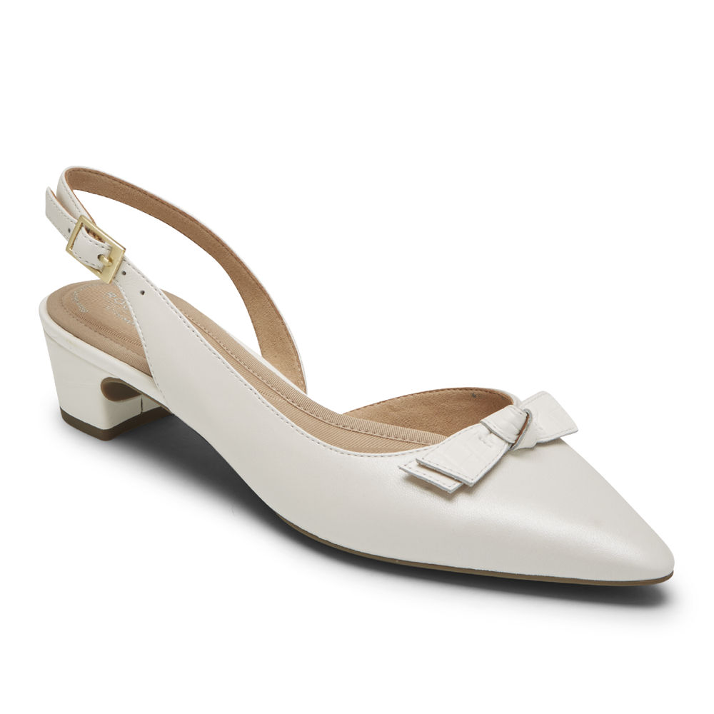 ロック ポート パンプス レディース 白 - Total Motion Gracie Bow Slingback - OQL627139